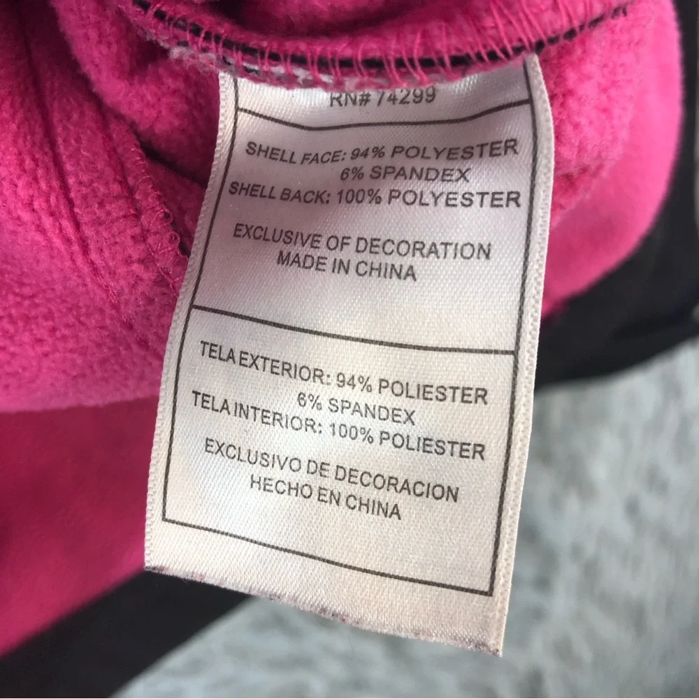 Reebok Jacket Girls Medium Black Pink Rain Resistant Pockets Fleece Lined